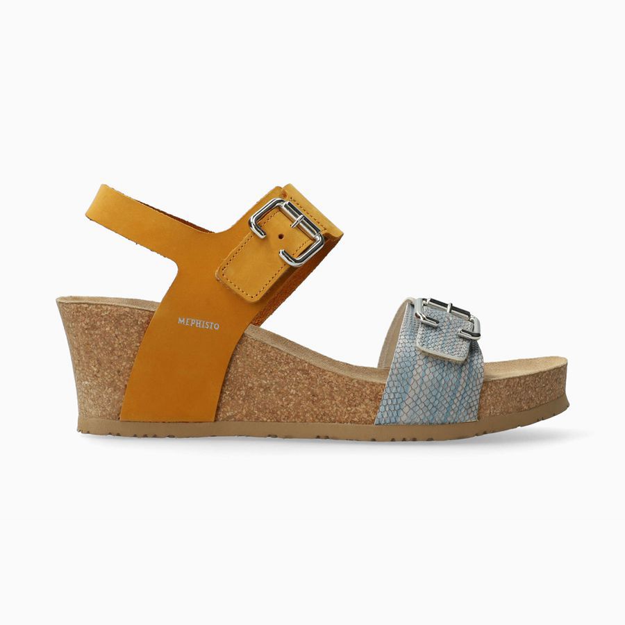 Mephisto LISSANDRA Nubuck Női Wedge Szandál - Sárga, HU-71493